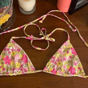 Frankie's Bikinis Floral Pink and Yellow Bikini SET